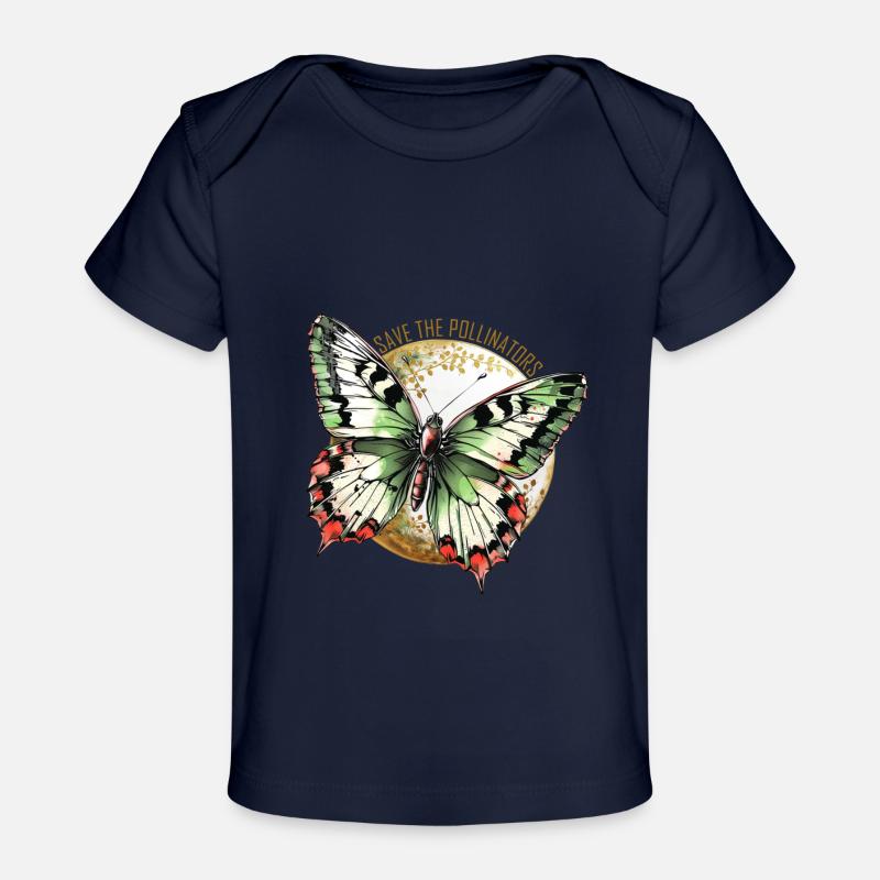 Sauvons les pollinisateurs - Papillon vert - T-shirt Premium bébé bio - marine foncé