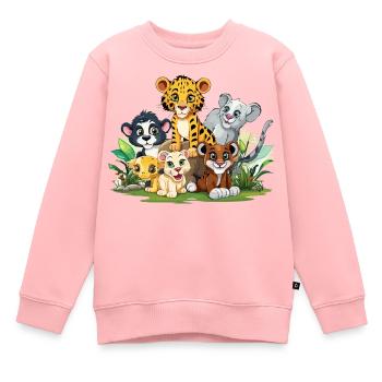 Tierfreunde im Dschungel - Kinder Premium Organic Sweatshirt - Rosa - Vorne - AI Model Kid Female (0cm)