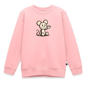 Souris câline qui agite - Sweat Premium enfant bio - rose - Devant - AI Model Kid Female (0cm)