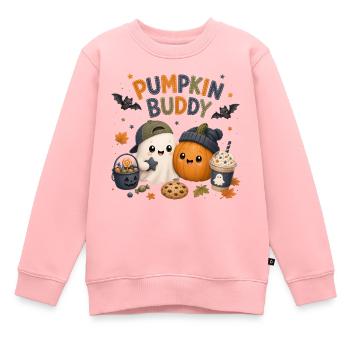 Pumpkin Buddy  - Kinder Premium Organic Sweatshirt - Rosa - Vorne - AI Model Kid Female (0cm)