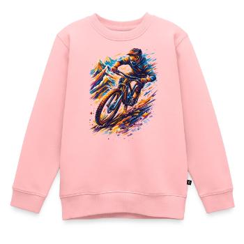 Cooler MTB Downhill Biker – Abstrakt & Schnell - Kinder Premium Organic Sweatshirt - Rosa - Vorne - AI Model Kid Female (0cm)