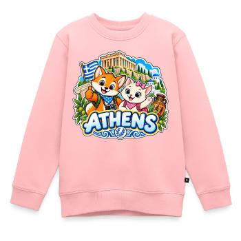 Tavi & Nela in Athens - Kinder Premium Organic Sweatshirt - Rosa - Vorne - AI Model Kid Female (0cm)