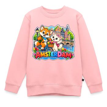 Tavi & Nela in Amsterdam - Kinder Premium Organic Sweatshirt - Rosa - Vorne - AI Model Kid Female (0cm)
