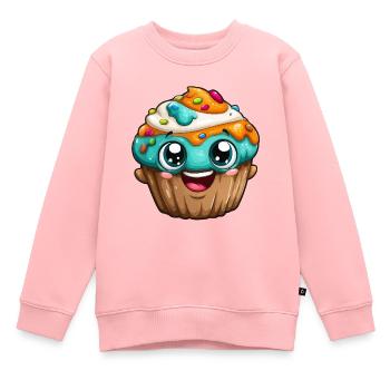 Kawaii Cupcake Cartoon Gesichter - Kinder Premium Organic Sweatshirt - Rosa - Vorne - AI Model Kid Female (0cm)