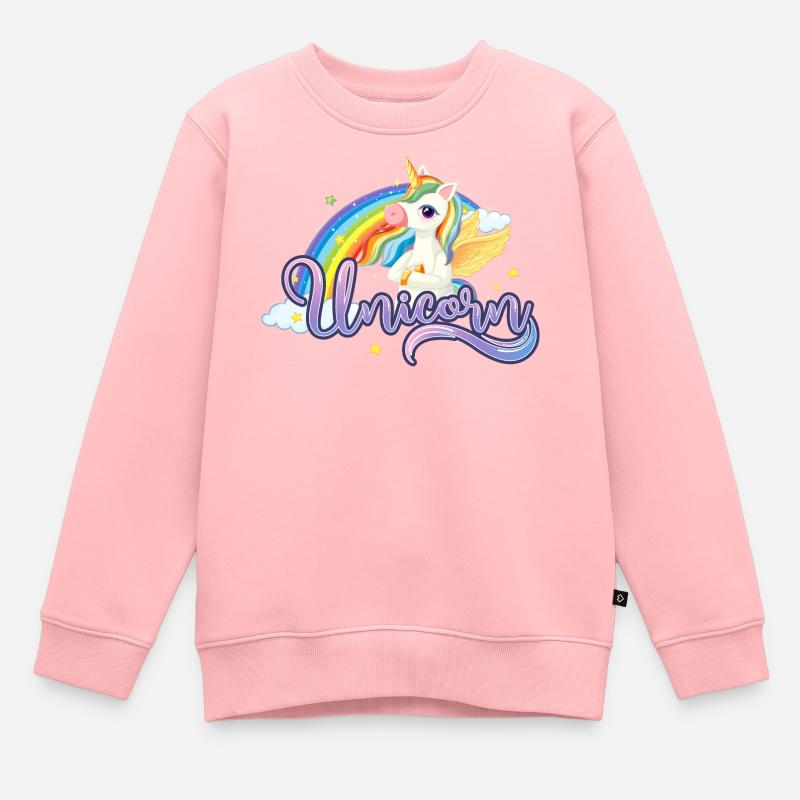 Rainbow Wings Unicorn Illustration - Kids Premium Organic Sweatshirt - rose