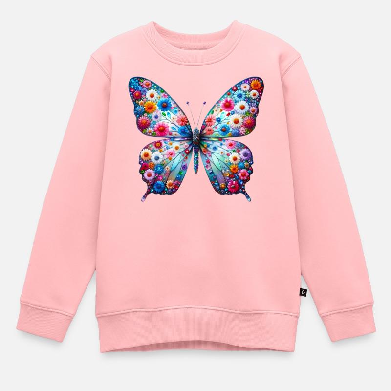 Papillon - Sweat Premium enfant bio - rose