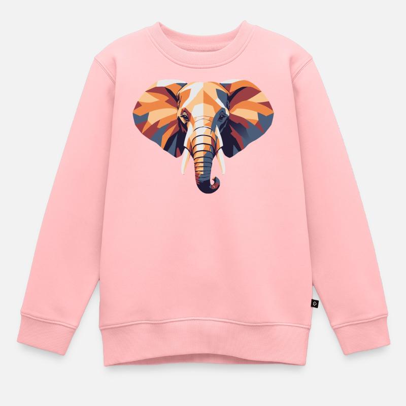 Elefant_farbe_poly - Sweat Premium enfant bio - rose