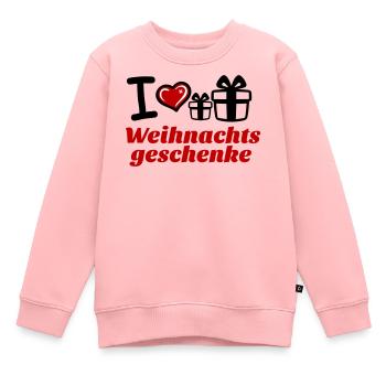 I Love Weihnachtsgeschenke  - Kinder Premium Organic Sweatshirt - Rosa - Vorne - AI Model Kid Female (0cm)