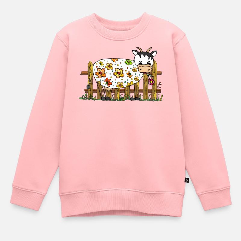 Vache - Sweat Premium enfant bio - rose