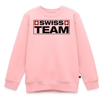 Team Swiss Schweiz - Kinder Premium Organic Sweatshirt - Rosa - Vorne - AI Model Kid Female (0cm)