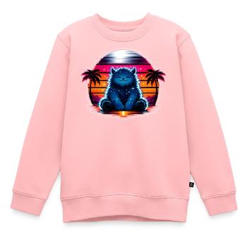 Kuschelkätzchen im Neon-Kosmos - Kinder Premium Organic Sweatshirt - Rosa - Vorne - AI Model Kid Female (0cm)