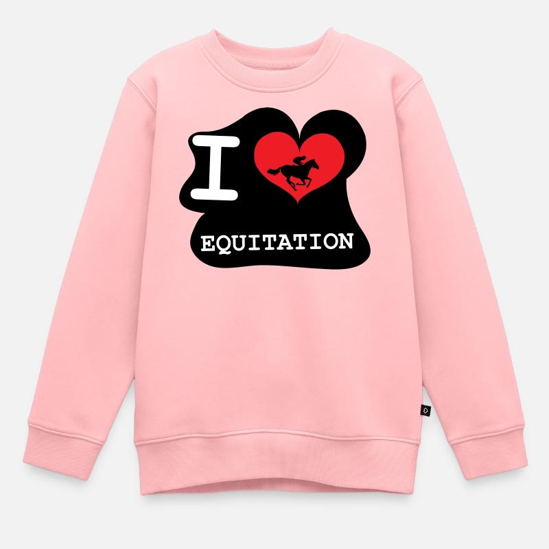 J'aime l'équitation : le logo des passionnés - Sweat Premium enfant bio - rose