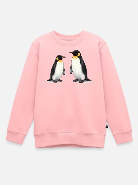 Zwei Pinguine Aquarell - Kinder Premium Organic Sweatshirt - Rosa