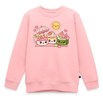 Kawaii Dessert Parade - Kinder Premium Organic Sweatshirt - Rosa - Vorne - AI Model Kid Female (0cm)