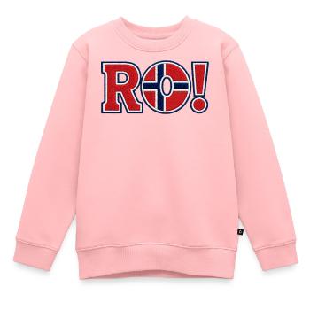 RO! Norwegen-Sticker-Schildhalter-Design - Kinder Premium Organic Sweatshirt - Rosa - Vorne - AI Model Kid Female (0cm)