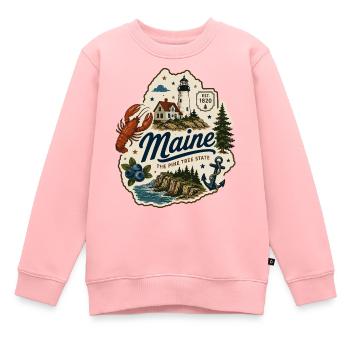 Maine Pine Tree State Vintage Coastal Sticker - Kids Premium Organic Sweatshirt - rose - Front - AI Model Kid Female (0cm)