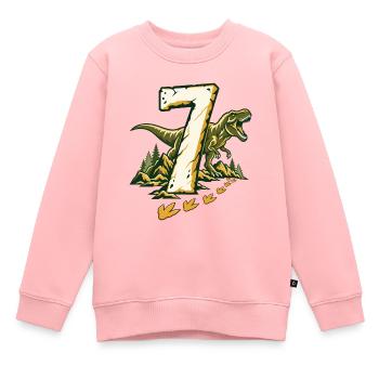 Dinosaurier-Shirt zum 7. Geburtstag für Kinder - Kinder Premium Organic Sweatshirt - Rosa - Vorne - AI Model Kid Female (0cm)