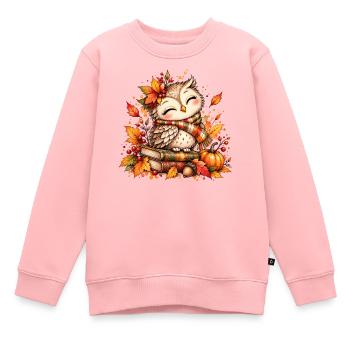 Kuschelige Herbst-Eule - Kinder Premium Organic Sweatshirt - Rosa - Vorne - AI Model Kid Female (0cm)