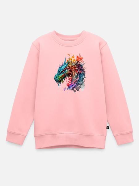 Aquarell Drache - Kinder Premium Organic Sweatshirt - Rosa