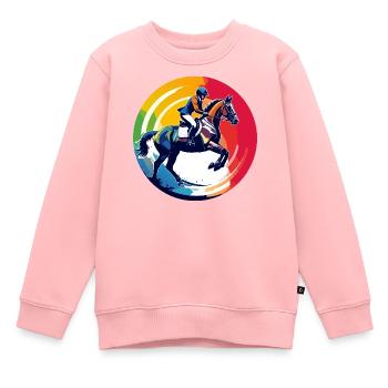 Regenbogen Springpferd Pferd Springreiten Motiv - Kinder Premium Organic Sweatshirt - Rosa - Vorne - AI Model Kid Female (0cm)
