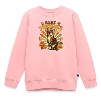 Stay Pawsitive Katze - Kinder Premium Organic Sweatshirt - Rosa - Vorne - AI Model Kid Female (0cm)