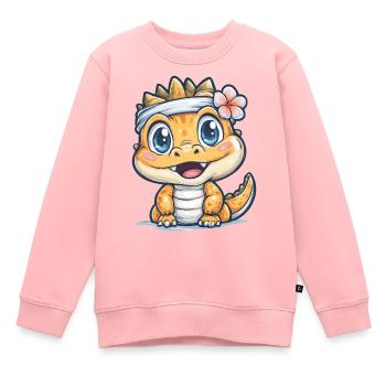Niedliches Krokodil für Kinder - Kinder Premium Organic Sweatshirt - Rosa - Vorne - AI Model Kid Female (0cm)