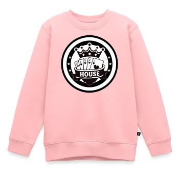 Royal Flush des Hauses Herz Poker Emblem - Kinder Premium Organic Sweatshirt - Rosa - Vorne - AI Model Kid Female (0cm)