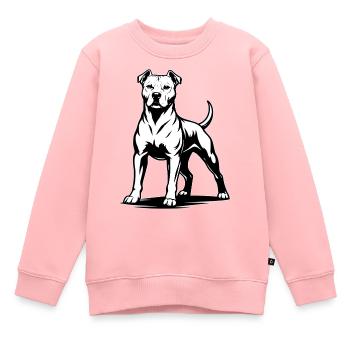 Pitbull in stolzer Pose - Kinder Premium Organic Sweatshirt - Rosa - Vorne - AI Model Kid Female (0cm)