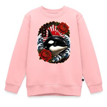 Orca im japanischen Irezumi Tattoo Stil - Kinder Premium Organic Sweatshirt - Rosa - Vorne - AI Model Kid Female (0cm)