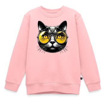 Kater mit Brille - Kinder Premium Organic Sweatshirt - Rosa - Vorne - AI Model Kid Female (0cm)