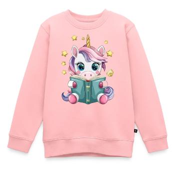 Süßes Kawaii Einhorn liest Buch Vektor Design - Kinder Premium Organic Sweatshirt - Rosa - Vorne - AI Model Kid Female (0cm)