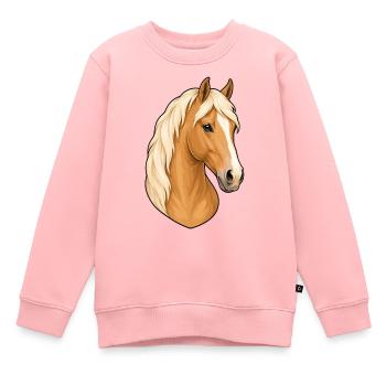 Hellkastanienbraunes Haflinger-Pferdeporträt - Kinder Premium Organic Sweatshirt - Rosa - Vorne - AI Model Kid Female (0cm)