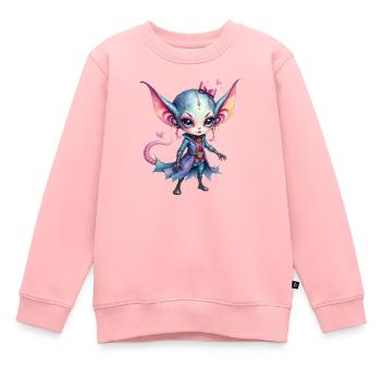 Chibi Démon Fantasy Bleu Rose - Sweat Premium enfant bio - rose - Devant - AI Model Kid Female (0cm)
