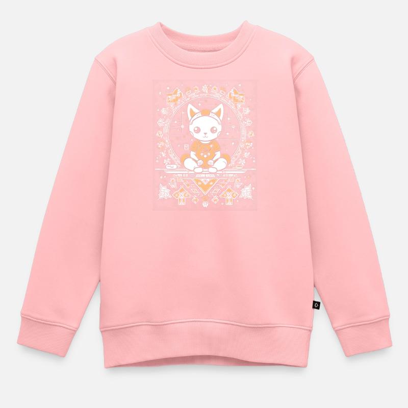 Kosmische Katze im Kristall-Mandala - Kinder Premium Organic Sweatshirt - Rosa