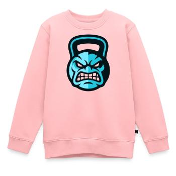 Workout Kettlebell Logo - Kinder Premium Organic Sweatshirt - Rosa - Vorne - AI Model Kid Female (0cm)