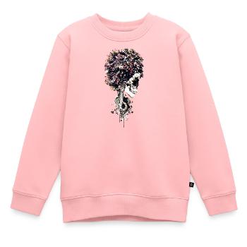 Blumen Schädel Baum Künstlerisches Design - Kinder Premium Organic Sweatshirt - Rosa - Vorne - AI Model Kid Female (0cm)