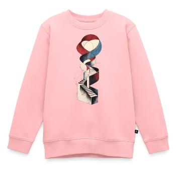 Escalier en mouvement - Architecture surréaliste - Sweat Premium enfant bio - rose - Devant - AI Model Kid Female (0cm)