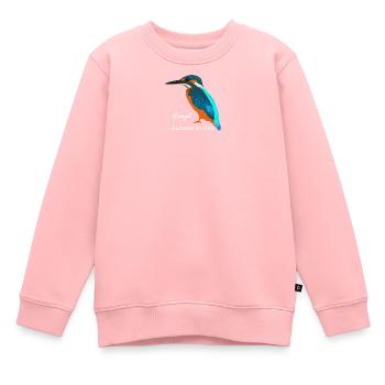 Eisvogel, wissenschaftliche / deutsche Bezeichnung - Kinder Premium Organic Sweatshirt - Rosa - Vorne - AI Model Kid Female (0cm)