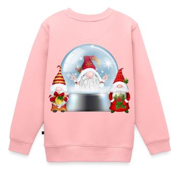 Schneekugel Santa Gnomes Jubel - Kinder Premium Organic Sweatshirt - Rosa - Hinten - AI Model Kid Female (0cm)