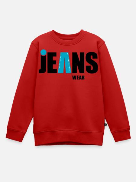 Porter en jean avec un point - Sweat Premium enfant bio - rouge