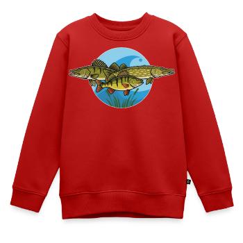 Barsch Hecht Zander Raubfisch Angeln - Kinder Premium Organic Sweatshirt - Rot - Vorne - AI Model Kid Female (0cm)