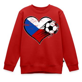 Tschechien Flagge Fußball mit Herz used - Kinder Premium Organic Sweatshirt - Rot - Vorne - AI Model Kid Female (0cm)