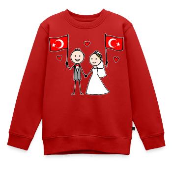 Couple de mariage Drapeau de la Dinde - Sweat Premium enfant bio - rouge - Devant - AI Model Kid Female (0cm)