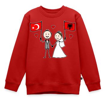Hochzeitspaar Türkei Albanien Flagge - Kinder Premium Organic Sweatshirt - Rot - Vorne - AI Model Kid Female (0cm)