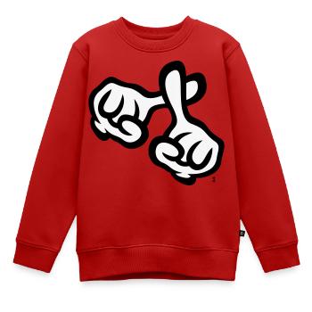 Fingerkreuz (Hände / Kreuz / Bibel / Religion, 2C) - Kinder Premium Organic Sweatshirt - Rot - Vorne - AI Model Kid Female (0cm)