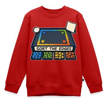 SORT THE EDGES - Kinder Premium Organic Sweatshirt - Rot - Vorne - AI Model Kid Female (0cm)