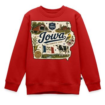 Iowa Hawkeye State Vintage Farm Aufkleber - Kinder Premium Organic Sweatshirt - Rot - Vorne - AI Model Kid Female (0cm)