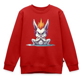 Lapin Mohawk en colère - Sweat Premium enfant bio - rouge - Devant - AI Model Kid Female (0cm)