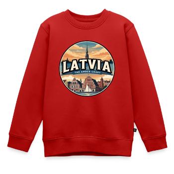 Retro Latvia Riga Schwarzkopf-Abzeichen - Kinder Premium Organic Sweatshirt - Rot - Vorne - AI Model Kid Female (0cm)