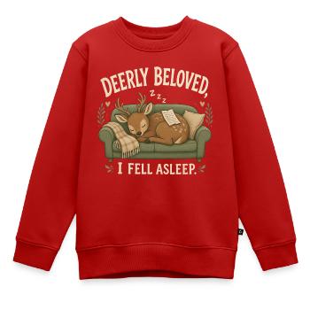 Deerly Beloved I Fell Asleep Funny Sleeping Deer M - Kids Premium Organic Sweatshirt - red - Front - AI Model Kid Female (0cm)
